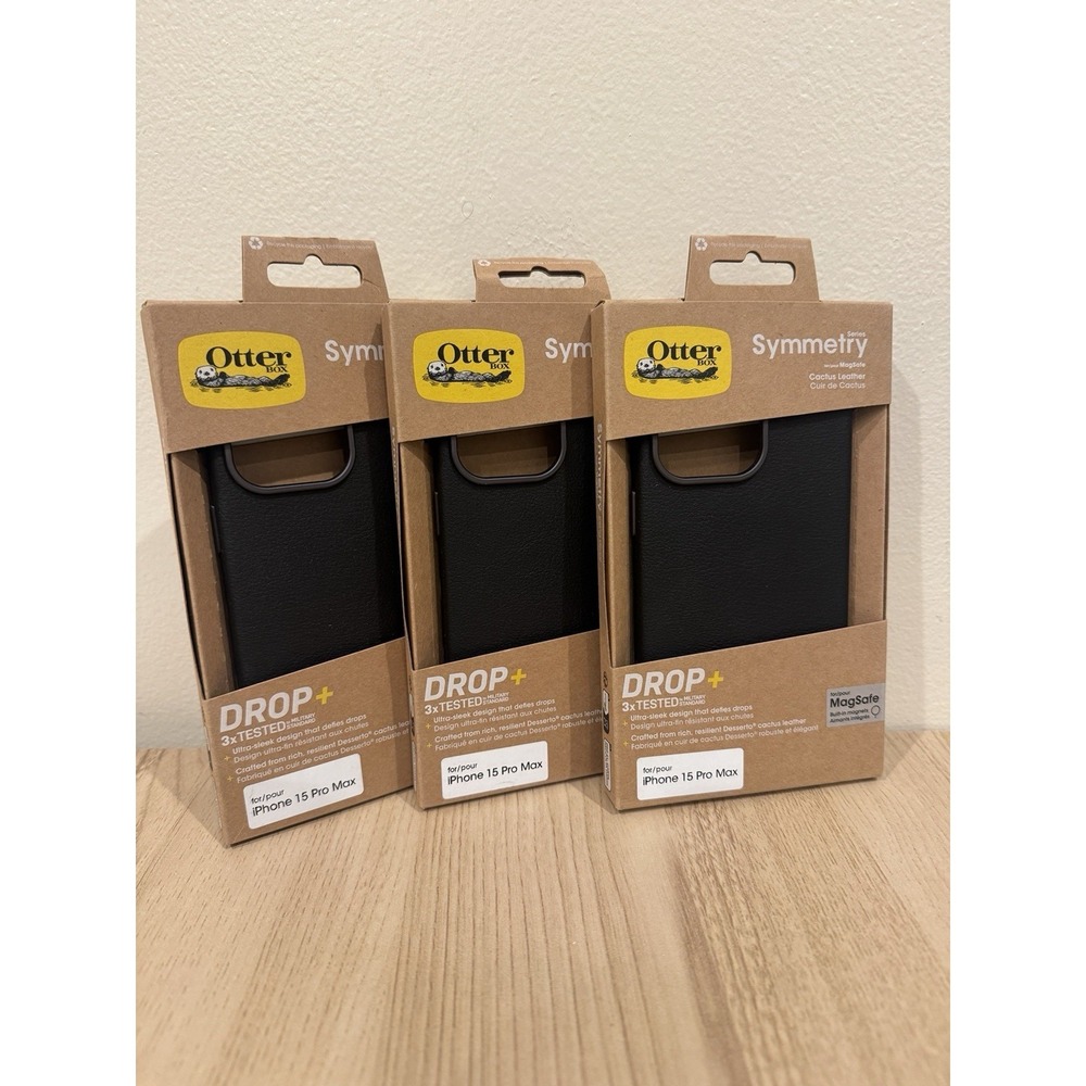 OtterBox iPhone 15 Pro Max Symmetry Cactus Leather Case Black Slim‎ Protection - Picture 2 of 7